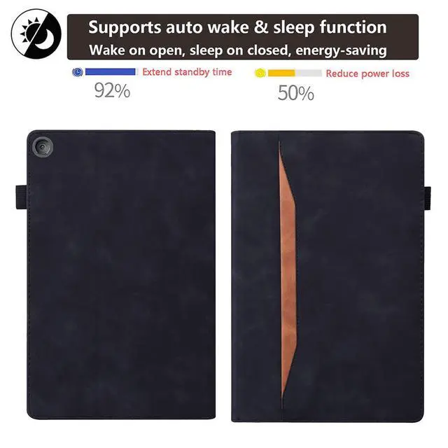 Alt view image 5 of 5 - UUcovers Fire HD 10 Case 9th/7th/5th Generation (2019/2017/2015) 10.1",Folio Stand Wallet with Pencil Holder Elastic Band Business Document Pocket [Auto Sleep/Wake] PU Leather Shockproof Cover, Black