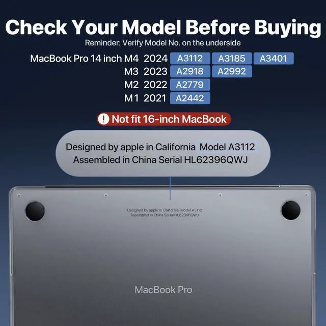 Alt view image 3 of 5 - Soonjet for MacBook Pro 14 inch Case 2024-2021 M4 M3 M2 M1 Pro/Max [Same as Bare-MacBook] Clear Matte Cover Protective Hard Shell Laptop - Frosted Clear