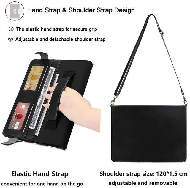 Alt view image 4 of 5 - UUcovers Crossbody Handbag Case for iPad mini 7 (A17 Pro) 2024/iPad Mini 6 Case 2021 with Pencil Holder/Shoulder Strap/Hand Strap/Pocket Stand Cover for iPad mini 7th/6th Generation 8.3 inch, Black