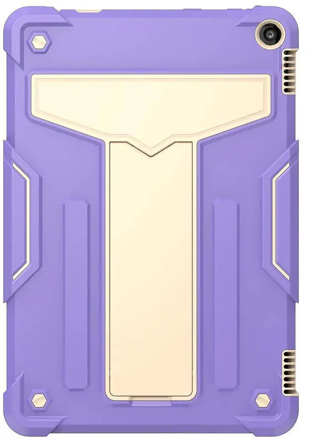 Alt view image 3 of 5 - UUcovers Kindle Fire HD 10 & 10 Plus 10.1" Tablet Case (Only Fits 11th Generation, 2021 Release) with Kickstand Shockproof 3 in 1 Heavy Duty Rugged Hybrid Hard PC/Silicone Full Cover, Purple & Beige