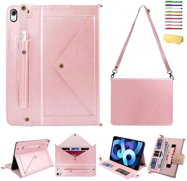 Main image of UUcovers Crossbody Handbag Case for iPad Mini 7 (A17 Pro) 2024/iPad Mini 6 Case 2021 with Pencil Holder/Shoulder Strap/Hand Strap/Pocket Stand Wallet Cover for iPad Mini 7th/6th Gen 8.3 inch, Rosegold