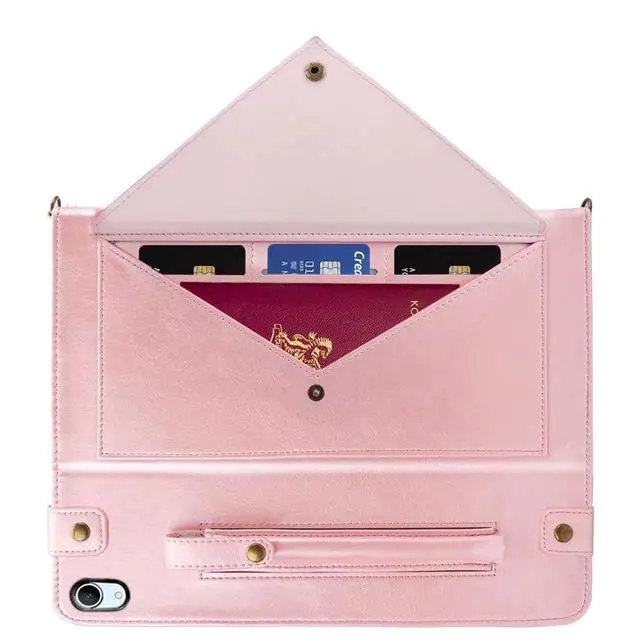 Alt view image 3 of 4 - UUcovers Crossbody Handbag Case for iPad Mini 7 (A17 Pro) 2024/iPad Mini 6 Case 2021 with Pencil Holder/Shoulder Strap/Hand Strap/Pocket Stand Wallet Cover for iPad Mini 7th/6th Gen 8.3 inch, Rosegold