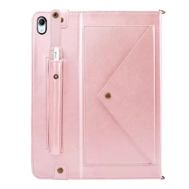 Alt view image 2 of 4 - UUcovers Crossbody Handbag Case for iPad Mini 7 (A17 Pro) 2024/iPad Mini 6 Case 2021 with Pencil Holder/Shoulder Strap/Hand Strap/Pocket Stand Wallet Cover for iPad Mini 7th/6th Gen 8.3 inch, Rosegold