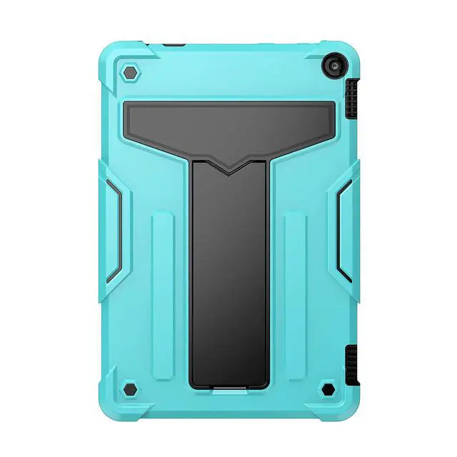 Alt view image 3 of 5 - UUcovers Kindle Fire HD 10 & 10 Plus 10.1" Tablet Case (Only Fits 11th Generation, 2021 Release) with Kickstand Shockproof 3 in 1 Heavy Duty Rugged Hybrid Hard PC & Soft Silicone Cover, Aqua & Black