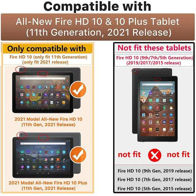 Alt view image 2 of 5 - UUcovers Kindle Fire HD 10 & 10 Plus 10.1" Tablet Case (Only Fits 11th Generation, 2021 Release) with Kickstand Shockproof 3 in 1 Heavy Duty Rugged Hybrid Hard PC & Soft Silicone Cover, Aqua & Black