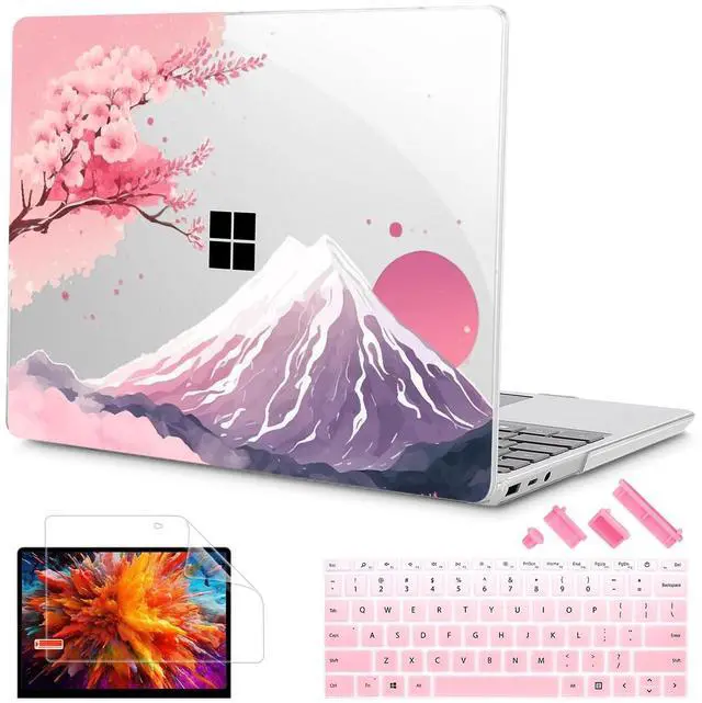 Main image of Tuiklol Case for 12.4 Inch Microsoft Surface Laptop Go 3/2 / 1 2023-2020 Releases, Plastic Hard Shell Case with Screen Protector and Keyborad Cover +Dust Plugs Model 2013/1943,Mountain and Tree