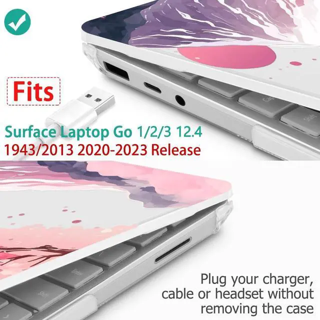 Alt view image 2 of 5 - Tuiklol Case for 12.4 Inch Microsoft Surface Laptop Go 3/2 / 1 2023-2020 Releases, Plastic Hard Shell Case with Screen Protector and Keyborad Cover +Dust Plugs Model 2013/1943,Mountain and Tree