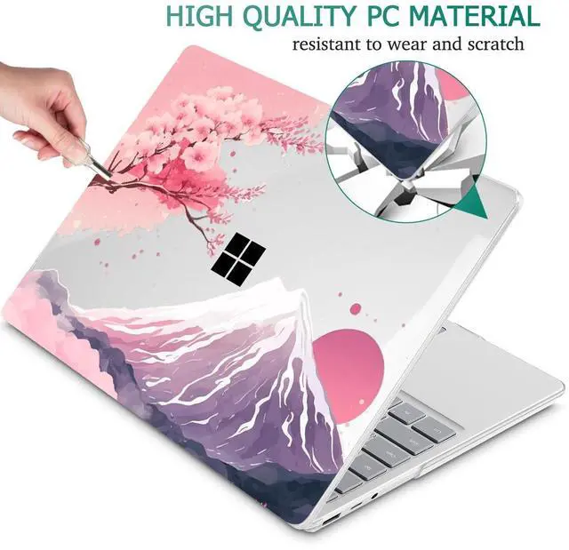Alt view image 5 of 5 - Tuiklol Case for 12.4 Inch Microsoft Surface Laptop Go 3/2 / 1 2023-2020 Releases, Plastic Hard Shell Case with Screen Protector and Keyborad Cover +Dust Plugs Model 2013/1943,Mountain and Tree