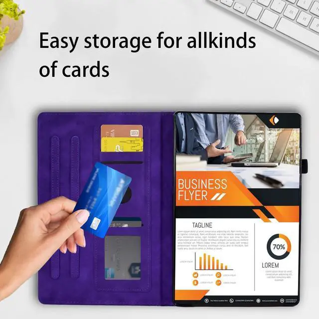 Alt view image 5 of 5 - Varohix Case for Samsung Galaxy Tab S10+ Plus 2024 / S9 FE+ Plus/ S9+ Plus 12.4 Inch 2023 Magnetic Multi-Angle Leather Folio Stand Shell Folio with Card Holder Galaxy Tab S9+/S9 FE+ - Purple