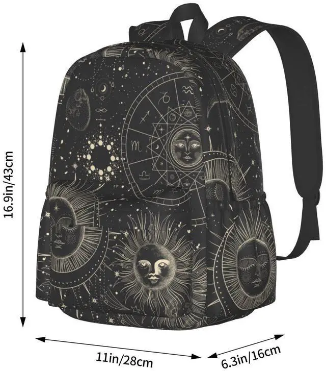 Alt view image 5 of 5 - Sun Moon Backpack Book Bags Lightweight Casual Laptop Backpacks Travel Daypack For Man Woman