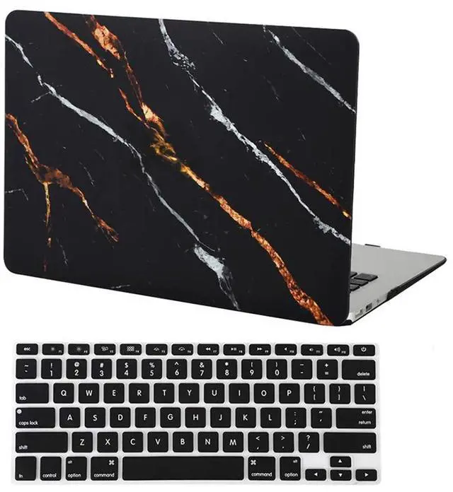 Main image of Velvet Caviar Black and Gold Marble MacBook Pro 13 inch Case - Fits Models A1706, A2159 & A1989 - Cute Protective Hard Cases with Keyboard Cover (Tiger Black Marble)
