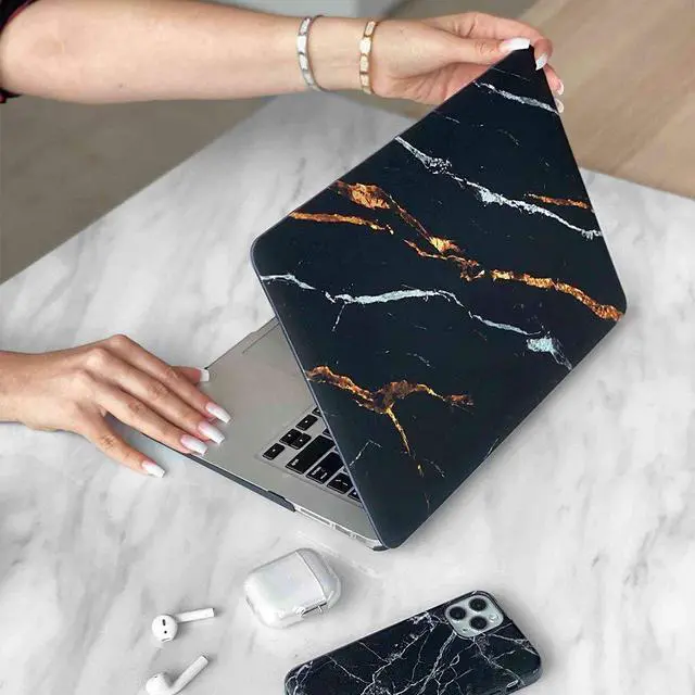 Alt view image 3 of 5 - Velvet Caviar Black and Gold Marble MacBook Pro 13 inch Case - Fits Models A1706, A2159 & A1989 - Cute Protective Hard Cases with Keyboard Cover (Tiger Black Marble)