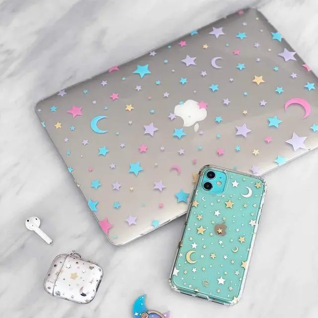 Alt view image 3 of 5 - Velvet Caviar MacBook Air 13 inch Case Stars & Moon - Fits Model A2179 - Cute Clear Protective Hard Cases with Design & Keyboard Cover - Astrology Galaxy Star Moons