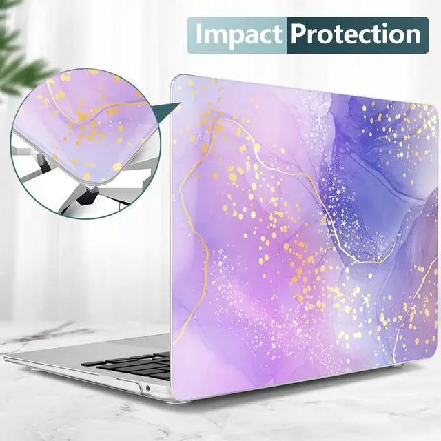 Alt view image 4 of 5 - TWOLSKOO for MacBook Air 13.3 inch Case 2021 2020 2019 2018 Release M1 A2337 A2179 A1932 with Touch ID, Plastic Hard Shell Case & Keyboard Cover & Type C Adapter, Lavender Liquid Marble