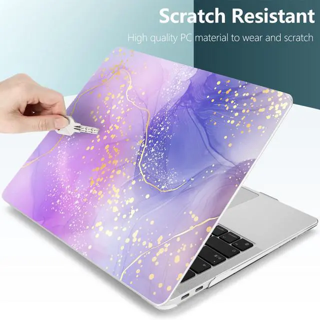 Alt view image 3 of 5 - TWOLSKOO for MacBook Air 13.3 inch Case 2021 2020 2019 2018 Release M1 A2337 A2179 A1932 with Touch ID, Plastic Hard Shell Case & Keyboard Cover & Type C Adapter, Lavender Liquid Marble