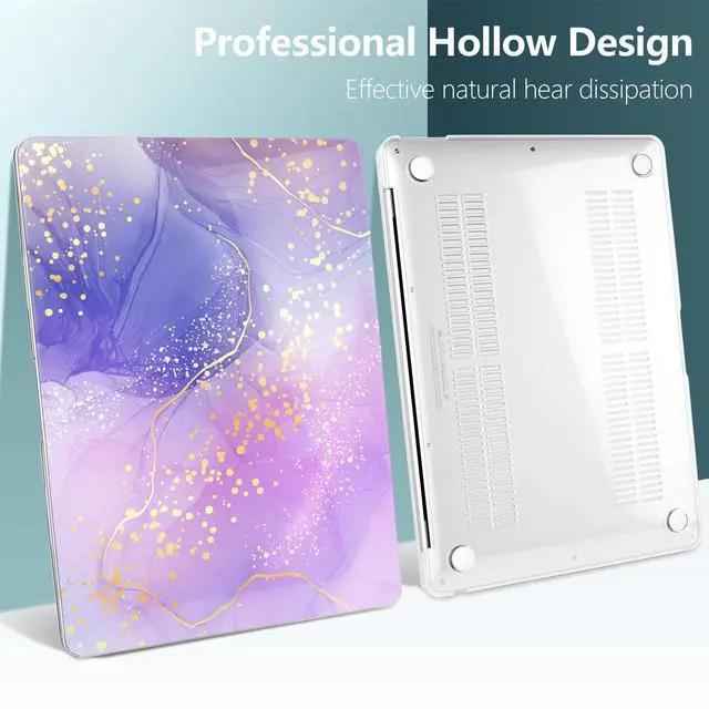 Alt view image 5 of 5 - TWOLSKOO for MacBook Air 13.3 inch Case 2021 2020 2019 2018 Release M1 A2337 A2179 A1932 with Touch ID, Plastic Hard Shell Case & Keyboard Cover & Type C Adapter, Lavender Liquid Marble