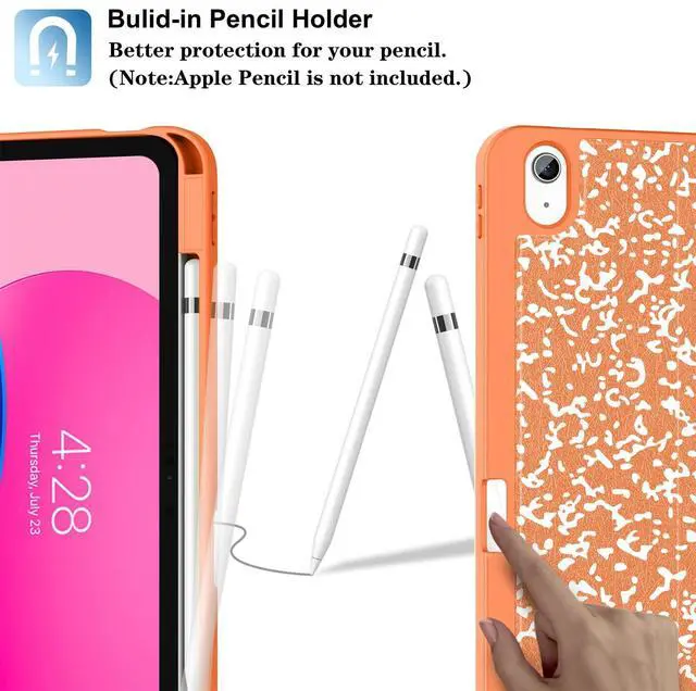 Alt view image 4 of 5 - Supveco Case for iPad (A16) 11th Generation 11 inch (2025),iPad 10th Generation 10.9 inch (2022) with Pencil Holder-[Auto Wake/Sleep],Premium Folio Stand Case with Soft TPU Back Cover-Orange Book