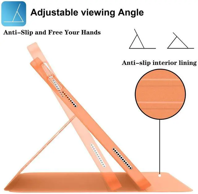 Alt view image 5 of 5 - Supveco Case for iPad (A16) 11th Generation 11 inch (2025),iPad 10th Generation 10.9 inch (2022) with Pencil Holder-[Auto Wake/Sleep],Premium Folio Stand Case with Soft TPU Back Cover-Orange Book