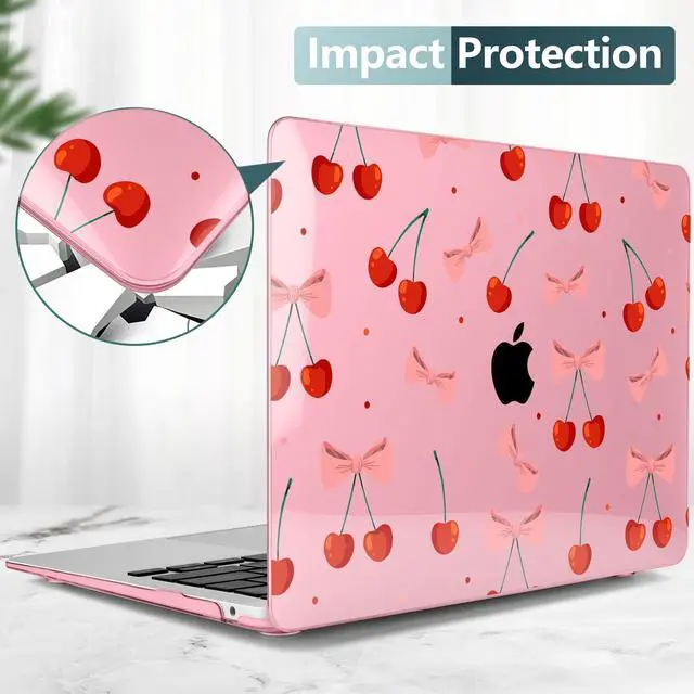 Alt view image 4 of 5 - TWOLSKOO for MacBook Air 13.3 inch Case 2021 2020 2019 2018 Release M1 A2337 A2179 A1932 with Touch ID, Plastic Hard Shell Case & Keyboard Cover & Type C Adapter, Cute Cherry