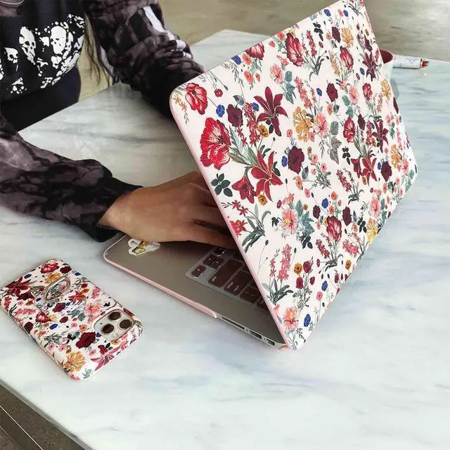 Alt view image 3 of 5 - Velvet Caviar MacBook Air 13 inch Case Floral Garden Flower - Fits Models A1466 & A1369 - Cute Protective Hard Cases with Keyboard Cover - Nude Vintage Flowers