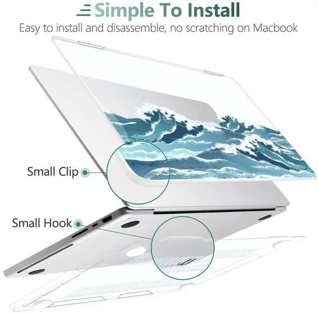 Alt view image 4 of 5 - TWOLSKOO Compatible with MacBook Pro 14 inch Case 2023 2022 2021 Release M2 A2779 M1 A2442 Pro/Max Chip with Touch ID, Plastic Hard Shell Case & Keyboard Cover & Screen Protector, Ocean