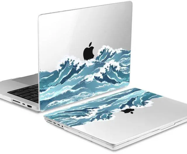 Alt view image 5 of 5 - TWOLSKOO Compatible with MacBook Pro 14 inch Case 2023 2022 2021 Release M2 A2779 M1 A2442 Pro/Max Chip with Touch ID, Plastic Hard Shell Case & Keyboard Cover & Screen Protector, Ocean