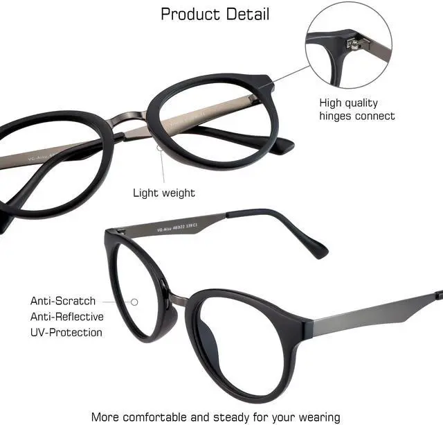 Alt view image 2 of 5 - VisionGlobal Blue Light Blocking Glasses Women/Men Computer Reading Glasses Oval Frame(Black, 1.00 Magnification)