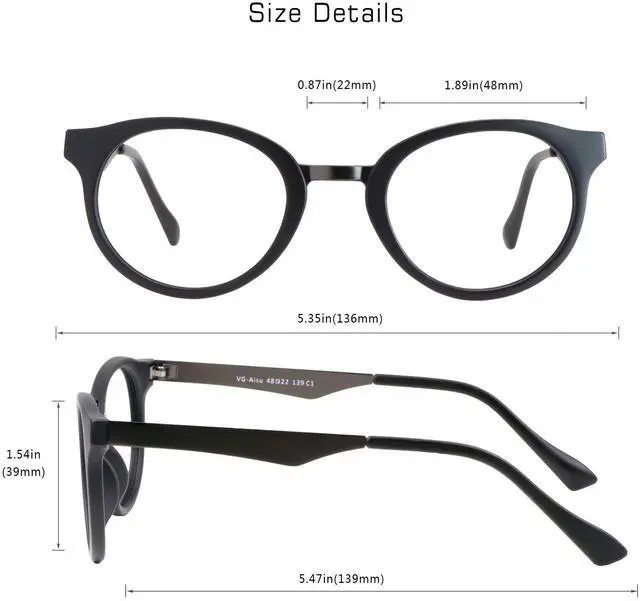 Alt view image 3 of 5 - VisionGlobal Blue Light Blocking Glasses Women/Men Computer Reading Glasses Oval Frame(Black, 0.50 Magnification)