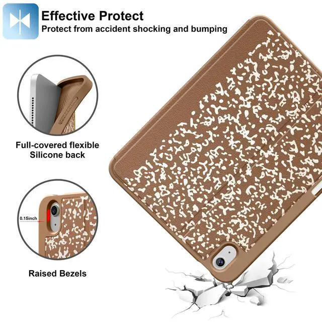 Alt view image 5 of 5 - Supveco Case for iPad (A16) 11th Generation 11 inch (2025),iPad 10th Generation 10.9 inch (2022) with Pencil Holder-[Auto Wake/Sleep],Premium Folio Stand Case with Soft TPU Back Cover-Bronze