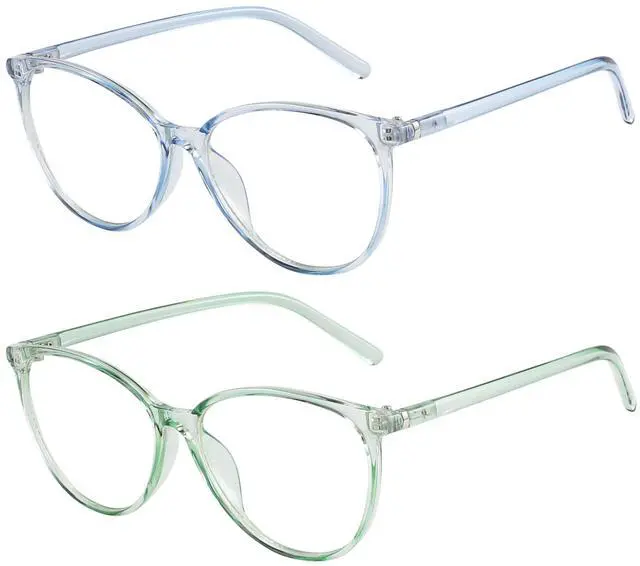 Main image of VIPBEST Blue Light Blocking Glasses for Women Men Round Cat Eye Womens Blue Light Glasses 2 Pack Blue/Green