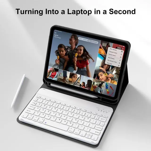 Alt view image 5 of 5 - SZPSGC for iPad (A16) 11th/10th Generation Case with Keyboard, 11 Inch/10.9 Inch iPad (2025/2022), Detachable Wireless Bluetooth Keyboard, Stand Folio Cover with Pencil Holder, Black