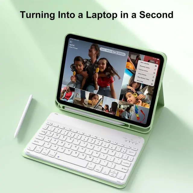 Alt view image 5 of 5 - SZPSGC for iPad (A16) 11th/10th Generation Case with Keyboard, 11 Inch/10.9 Inch iPad (2025/2022), Detachable Wireless Bluetooth Keyboard, Stand Folio Cover with Pencil Holder, Green