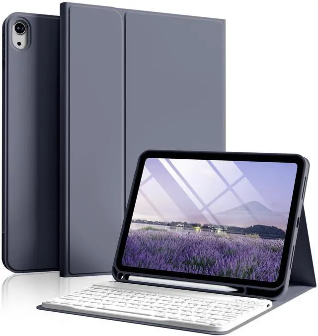 Main image of SZPSGC for iPad (A16) 11th/10th Generation Case with Keyboard, 11 Inch/10.9 Inch iPad (2025/2022), Detachable Wireless Bluetooth Keyboard, Stand Folio Cover with Pencil Holder, Purple