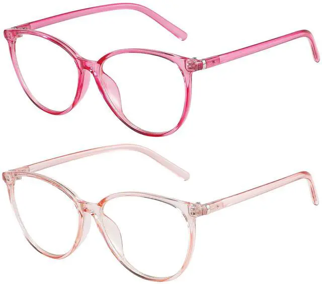 Main image of VIPBEST Blue Light Blocking Glasses for Women Men Round Cat Eye Womens Computer Gaming Blue Light Glasses 2 Pack Pink/Red
