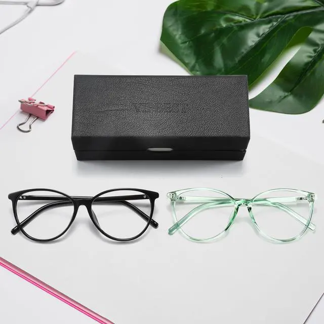 Alt view image 2 of 5 - VIPBEST Blue Light Blocking Glasses for Women Men Oval Cat Eye Computer Gaming Blue Light Glasses (Black/Green, Cat Eye)