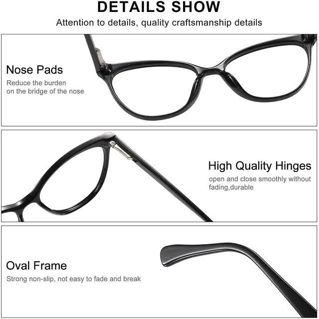 Alt view image 4 of 5 - VIPBEST Blue Light Blocking Glasses for Women Men Oval Cat Eye Computer Gaming Blue Light Glasses (Black/Green, Cat Eye)