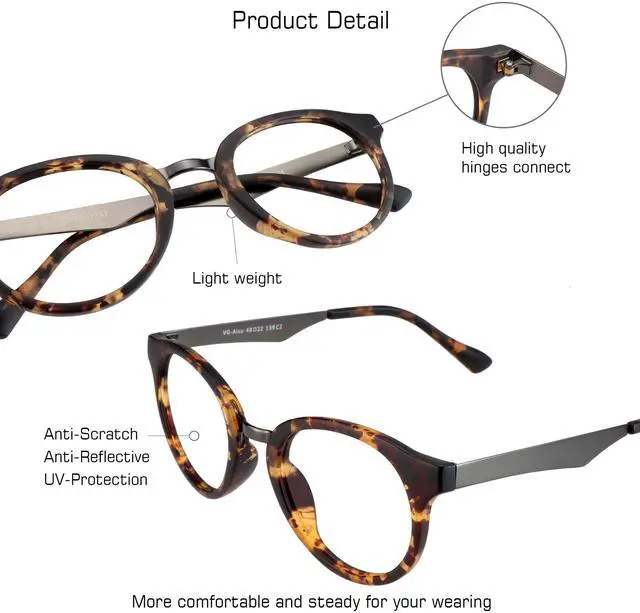Alt view image 2 of 5 - VisionGlobal Blue Light Blocking Glasses Women/Men Computer Reading Glasses Oval Frame(Tortoise, 5.00 Magnification)
