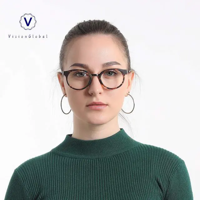 Alt view image 5 of 5 - VisionGlobal Blue Light Blocking Glasses Women/Men Computer Reading Glasses Oval Frame(Tortoise, 5.00 Magnification)