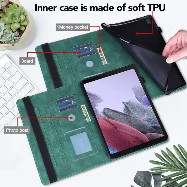 Alt view image 3 of 5 - VODEFOX Case for Amazon Fire HD 8 / Fire HD 8 Plus (12th/10th Generation,2024/2022/2020),Folio Stand PU Leather Wallet Shockproof Cover with Card Slots for Fire HD 8 Tablet 8 Inch - Green