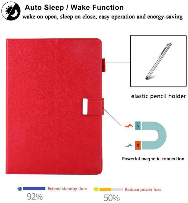 Alt view image 2 of 5 - UUcovers Case for Apple iPad 10.2" 9th/8th/7th Generation (2021/2020/2019) & iPad Air 3 10.5 Inch (3rd Gen) & iPad Pro 10.5 Cover with Hand Strap Stand [Pencil Holder] Pocket [Auto Sleep/Wake], Red