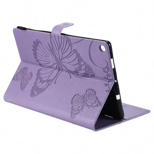 Alt view image 4 of 5 - Case for Fire HD 10 Tablet, Techcircle Butterfly Embossed Slim Folding Stand Cover with Credit Card/Cash Holder Case for Amazon Fire HD 10.1" 5th/7th/9th Generation-2015/2017/2019 Release, Lavender