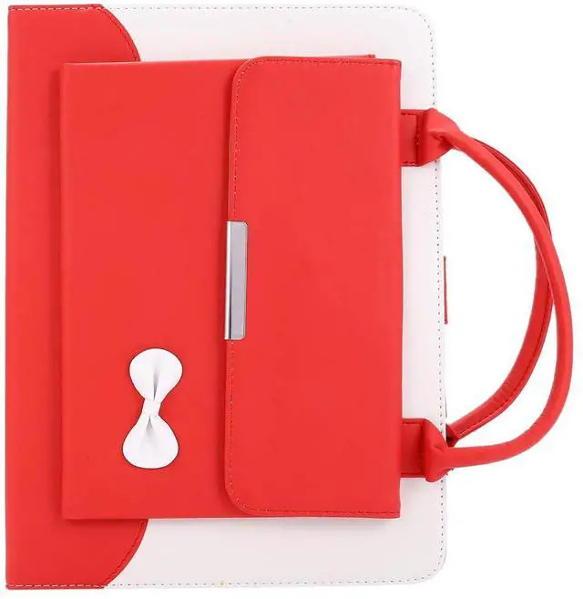 Alt view image 2 of 5 - Handbag Case for iPad Pro 11" (2018-2024) & iPad Air 11 2024 2025/Air 10.9", Techcircle Cute Bowknot Pocket Wallet Folio Stand PU Leather Carrying Case, Auto Sleep/Wake, Red