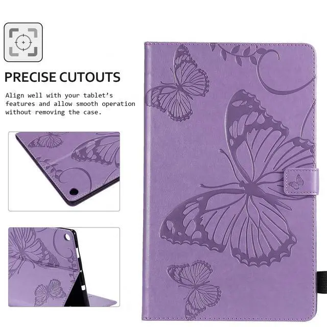 Alt view image 5 of 5 - Case for Fire HD 10 Tablet, Techcircle Butterfly Embossed Slim Folding Stand Cover with Credit Card/Cash Holder Case for Amazon Fire HD 10.1" 5th/7th/9th Generation-2015/2017/2019 Release, Lavender