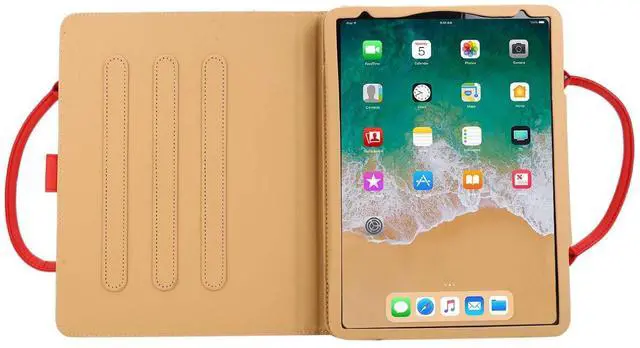 Alt view image 4 of 5 - Handbag Case for iPad Pro 11" (2018-2024) & iPad Air 11 2024 2025/Air 10.9", Techcircle Cute Bowknot Pocket Wallet Folio Stand PU Leather Carrying Case, Auto Sleep/Wake, Red