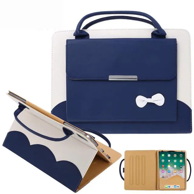 Main image of Handbag Case for iPad Pro 11" (2018-2024) & iPad Air 11 2024 2025/Air 10.9", Techcircle Cute Bowknot Pocket Wallet Folio Stand PU Leather Carrying Case, Auto Sleep/Wake, Blue