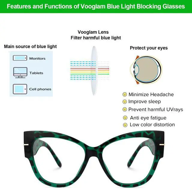 Alt view image 4 of 5 - VOOGLAM Oversize Cateye Blue Light Glasses for Women Anti Eyestrain Dry Eyes Computer Phone TV Eyewear Animal Elektra GJGP000256-07