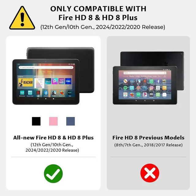 Alt view image 2 of 5 - VODEFOX Case for Kindle Fire HD 8 & 8 Plus Tablet (12th/10th Generation,2024/2022/2020),Folio Slim Fit Stand PU Leather Wallet Shockproof Cover for Fire HD 8 Tablet 8 Inch- Metallic Flower