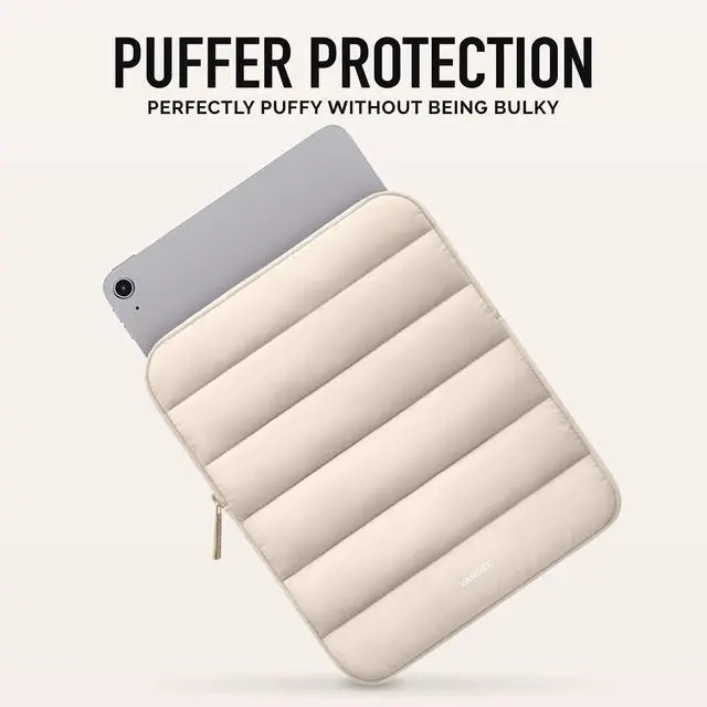 Alt view image 2 of 5 - Vandel - The Original Puffy iPad Sleeve 9-11 Inch Tablet Sleeve, Beige i Pad Case for Women and Men, Cute iPad Air Pouch, 9 10 Inch, 11 Inch Bag