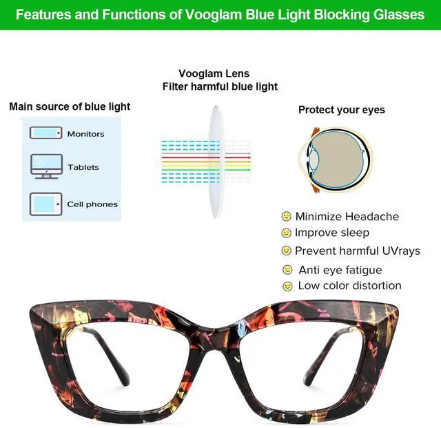 Alt view image 5 of 5 - VOOGLAM Rectangle Blue Light Blocking Glasses for Women Anti UV Eyestrain Eyewear Walburga GOP239668-09