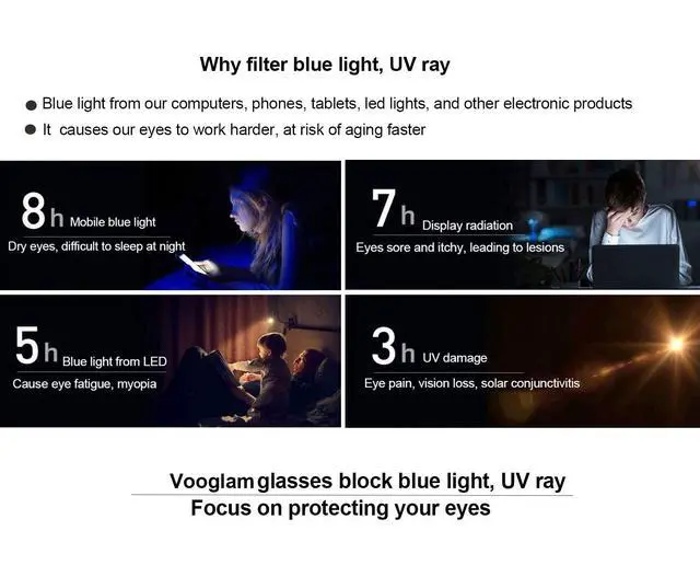 Alt view image 3 of 5 - VOOGLAM Oversize Cat Eye Blue Light Blocking Glasses for Women Anti UV Eyestrain Eyewear Adida GJGA904766-04
